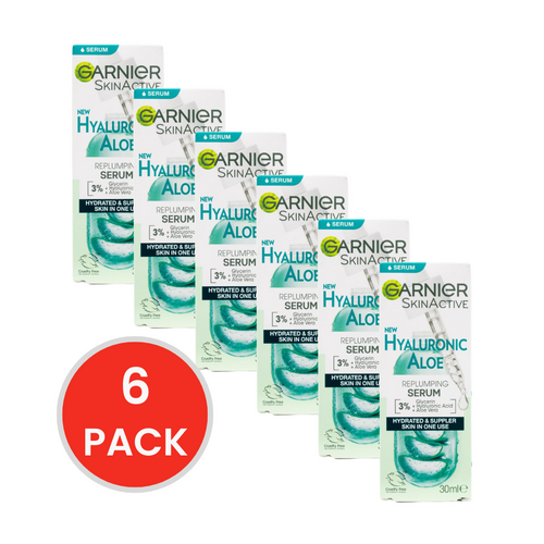 GARNIER 30mL SKIN ACTIVE REPLUMPING SERUM HYALURONIC ALOE (6x Pack)