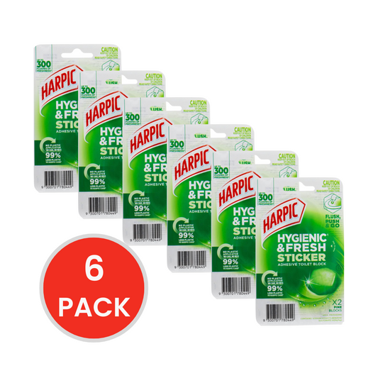 Harpic PK2 x 425g Adhesive Toilet Block Sticker Hygienic & Fresh (6x Pack)