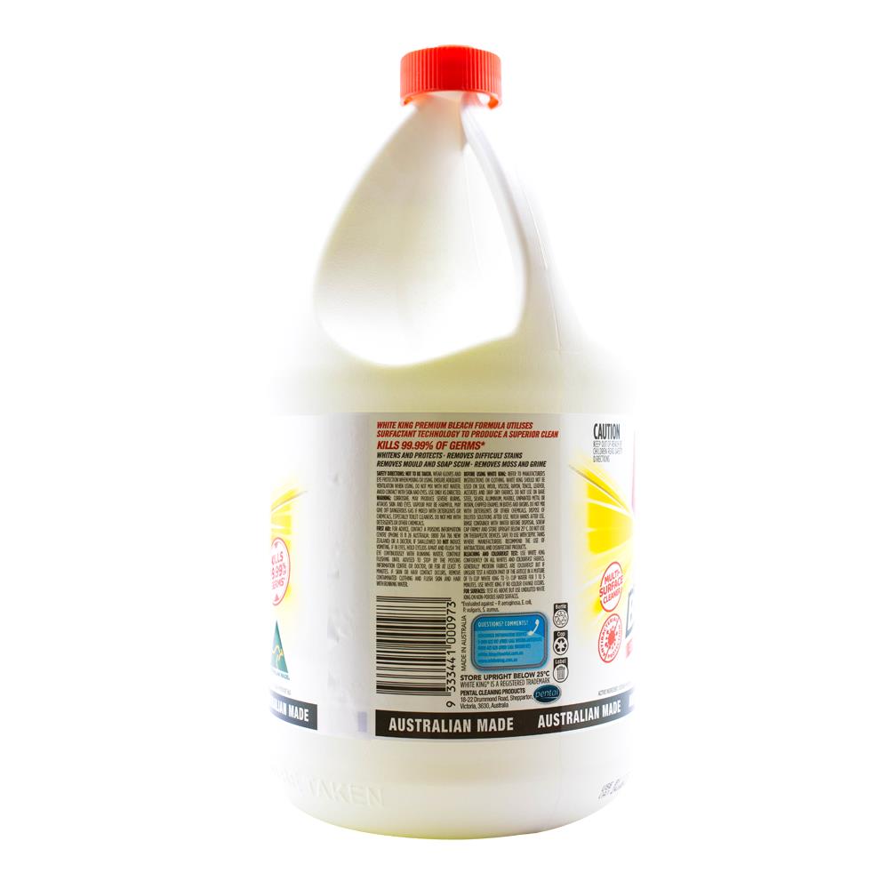 WHITE KING PREMIUM LIQUID BLEACH LEMON 2.5L (4x Pack)