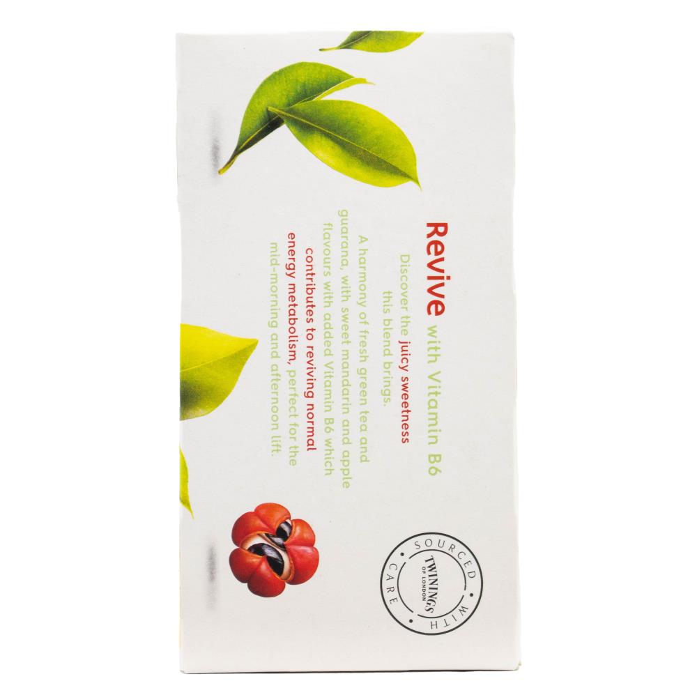 TWININGS FLAVOURED INFUSIONS REVIVE MANDARIN APPLE AND GREEN TEA WITH GUARANA 40g x 20Pk (Value Pack x120)
