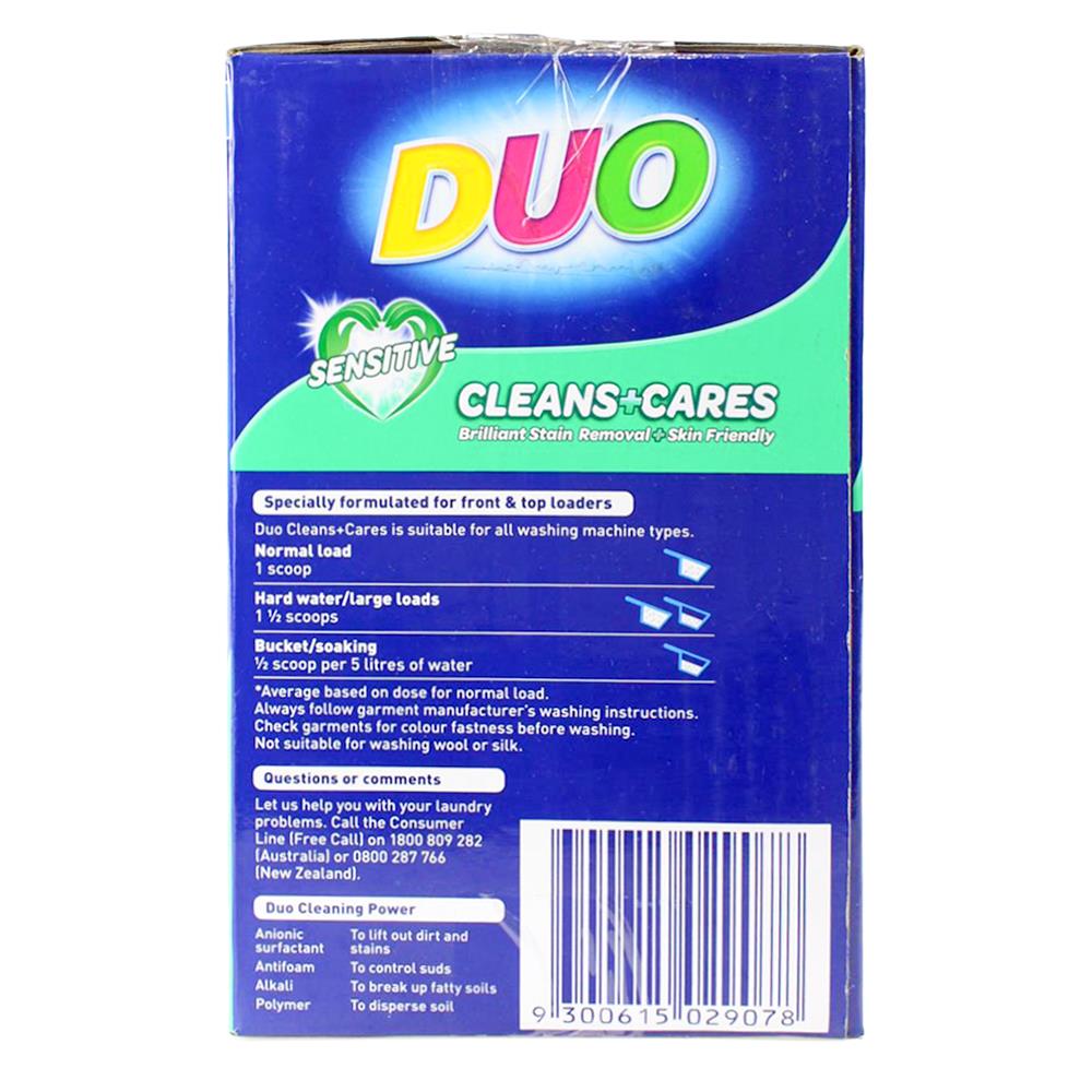 DUO 5KG FRAGRANCE FREE SENSITIVE CLEANS + CARES