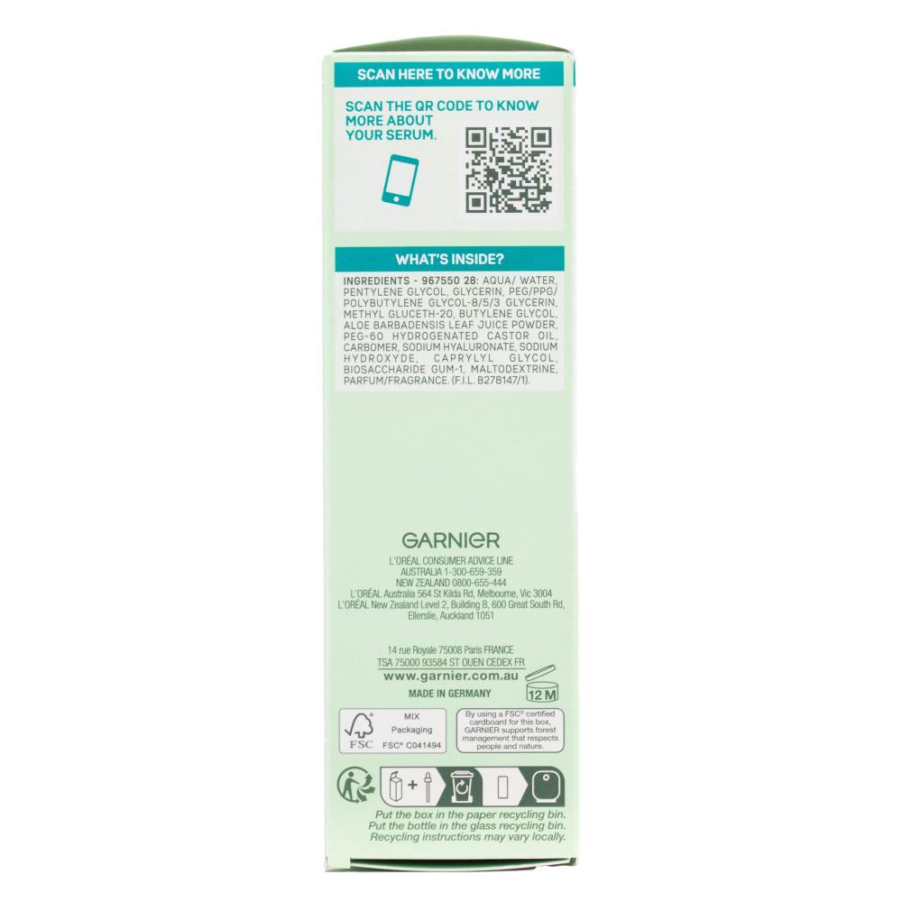 GARNIER 30mL SKIN ACTIVE REPLUMPING SERUM HYALURONIC ALOE (6x Pack)