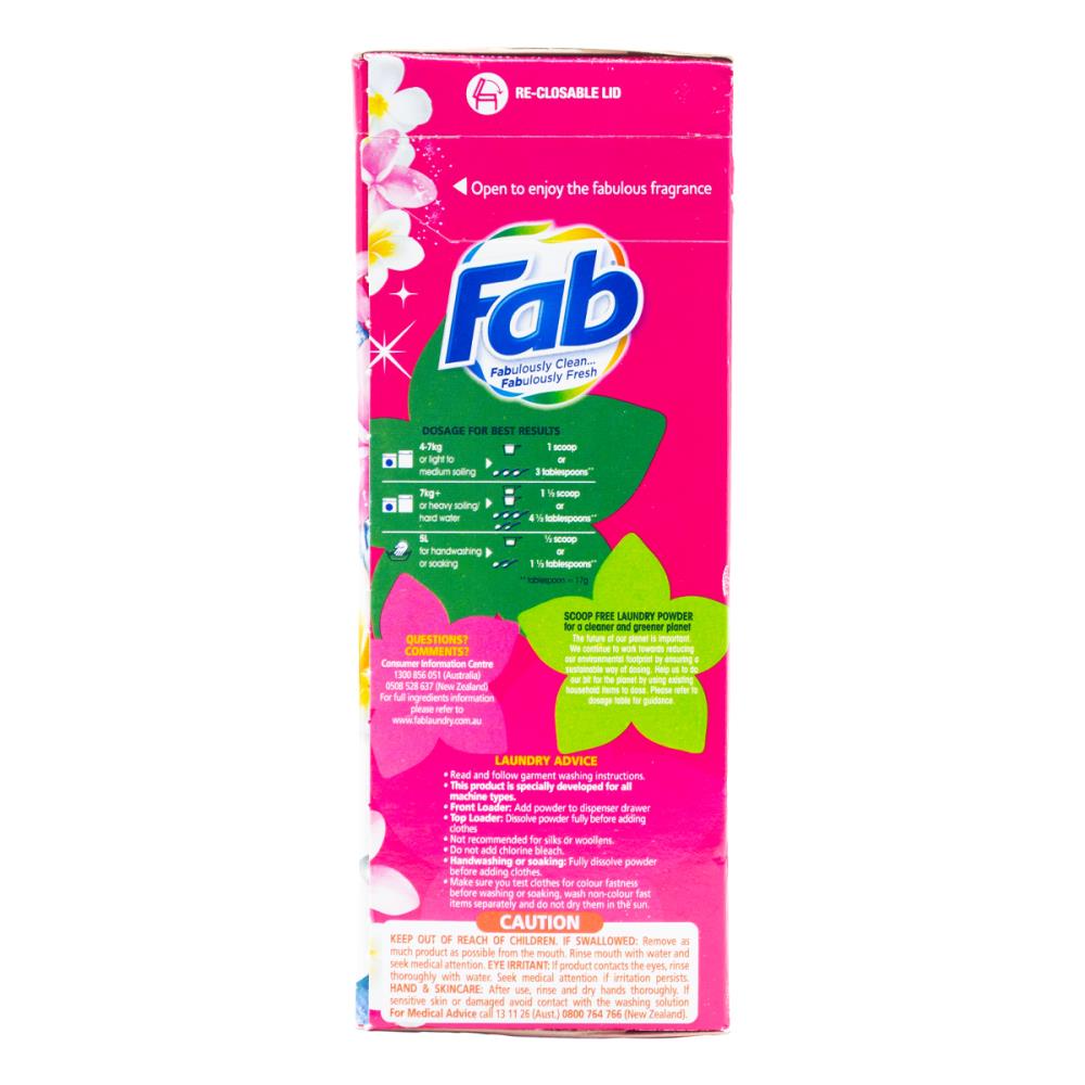 Fab 2kg Laundry Powder Fresh Frangipani Front + Top Loader (6x Pack)