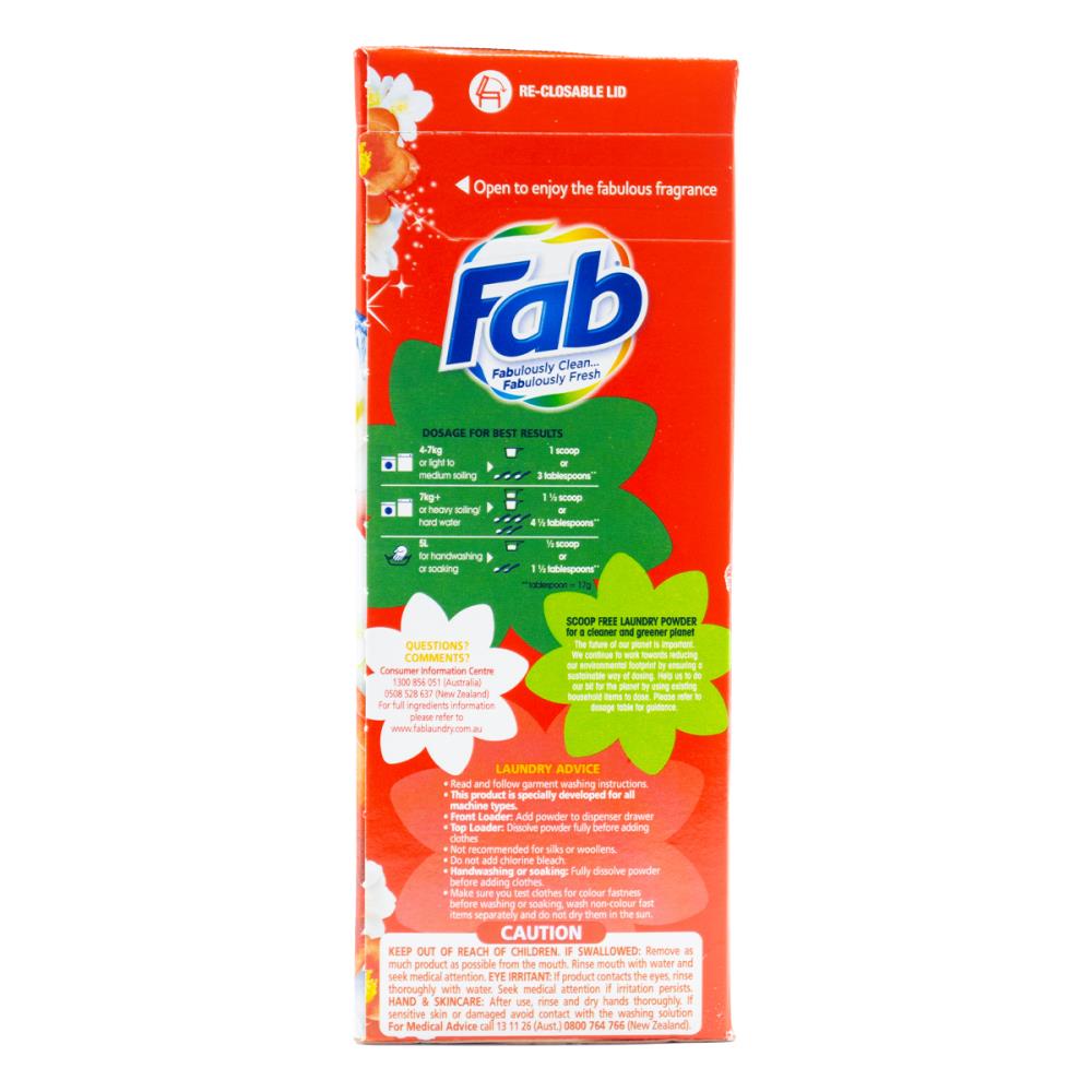 Fab 2kg Laundry Powder Front & Top Loader Fresh Blossoms (6x Pack)