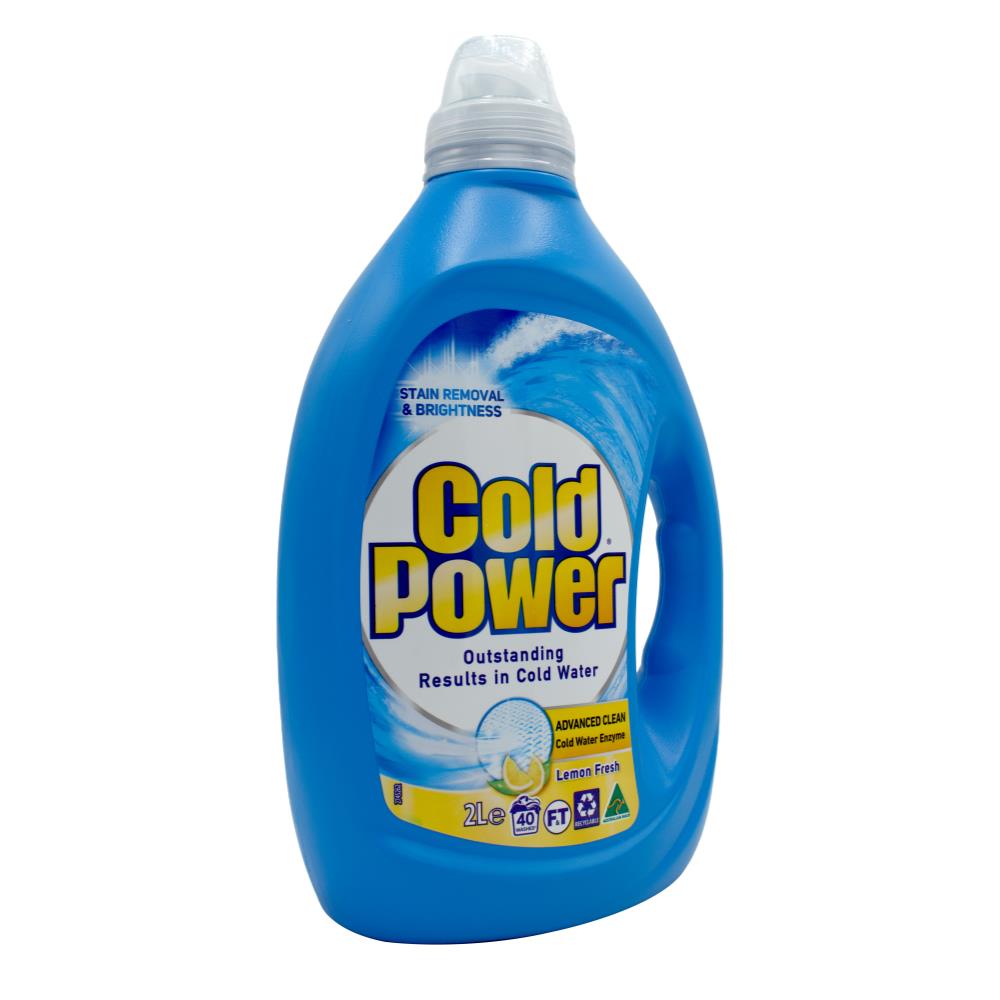 Cold Power Laundry Liquid Front + Top Loader Advanced Clean Lemon Fresh 2L (4 Pack)