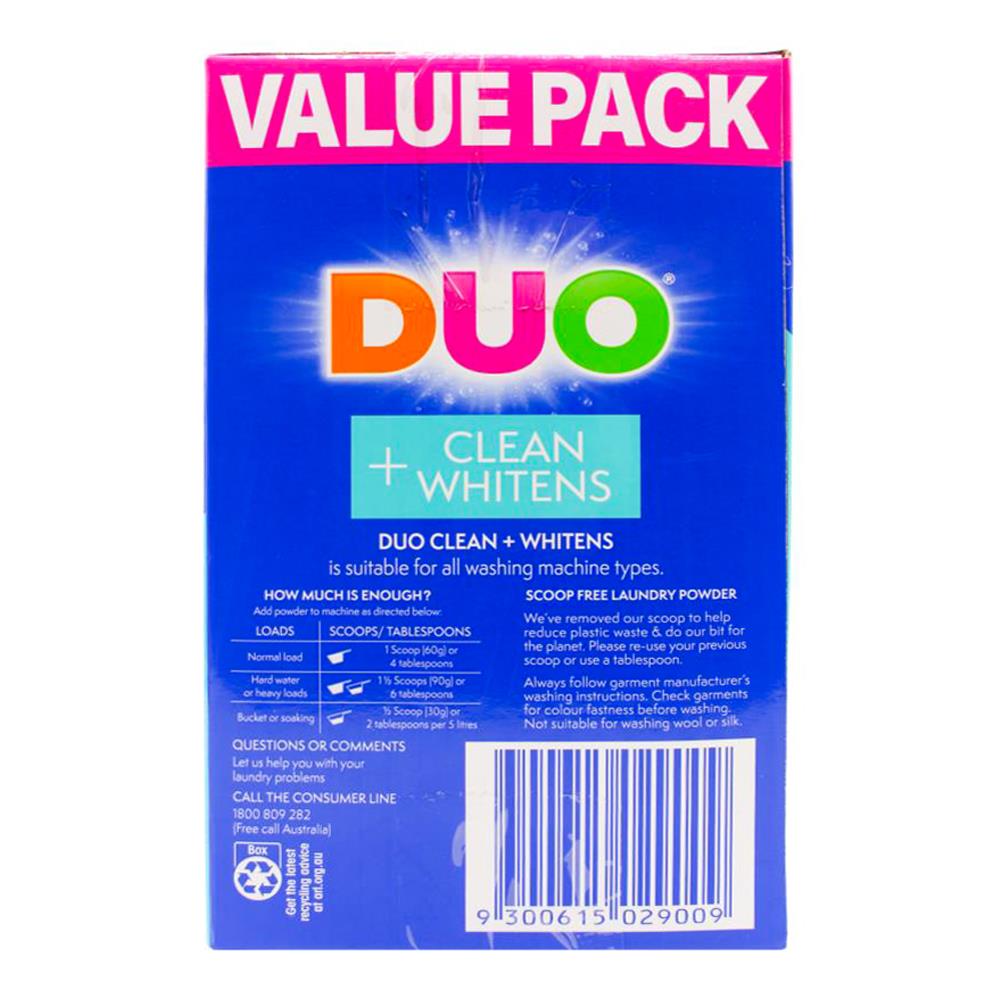 DUO 5kg VALUE PACK FRONT AND TOP LOADER CLEANS & WHITENS COASTAL FRESH