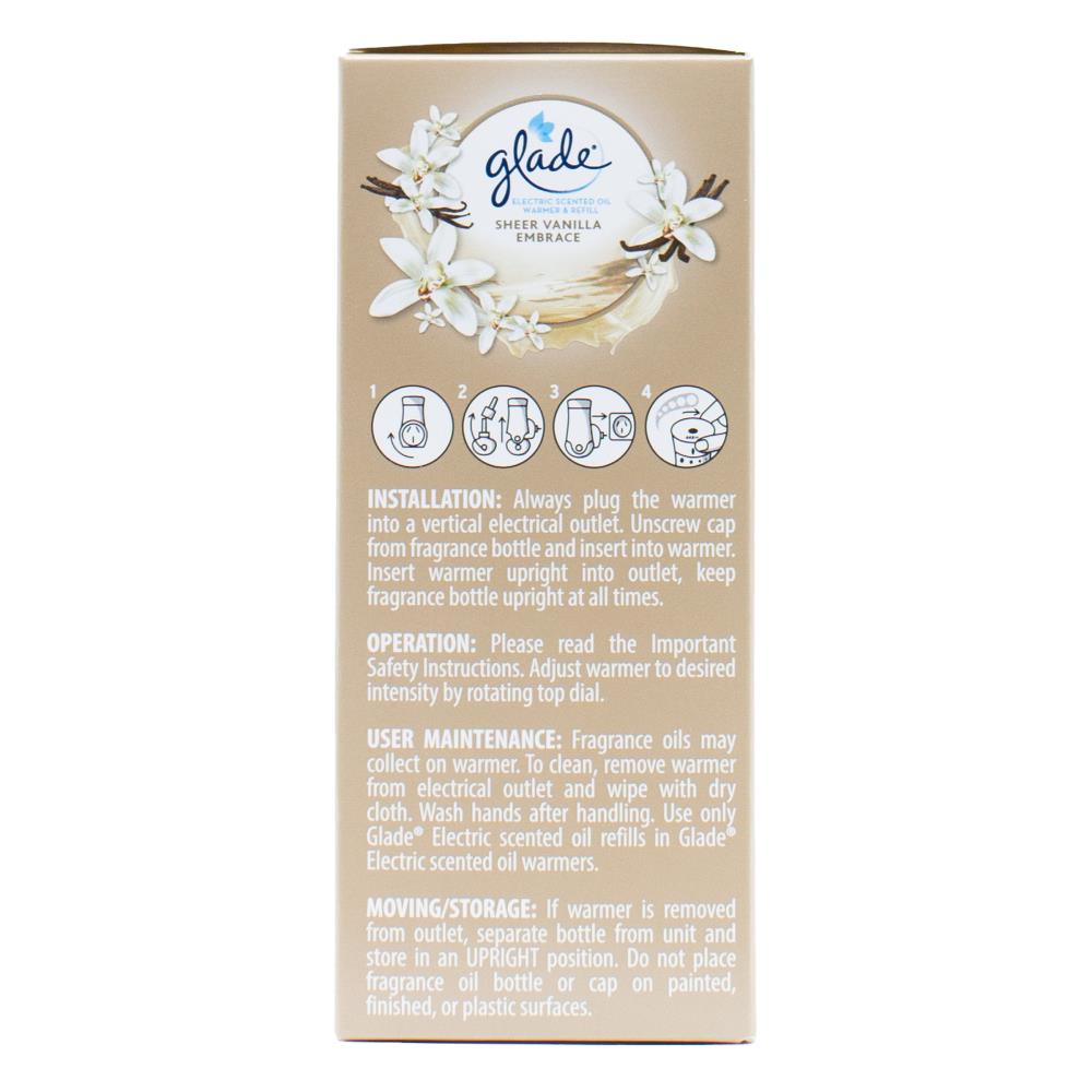 Glade Electric Warmer X1 Refill X 20ml Sheer Vanilla Embrace (4x Pack)