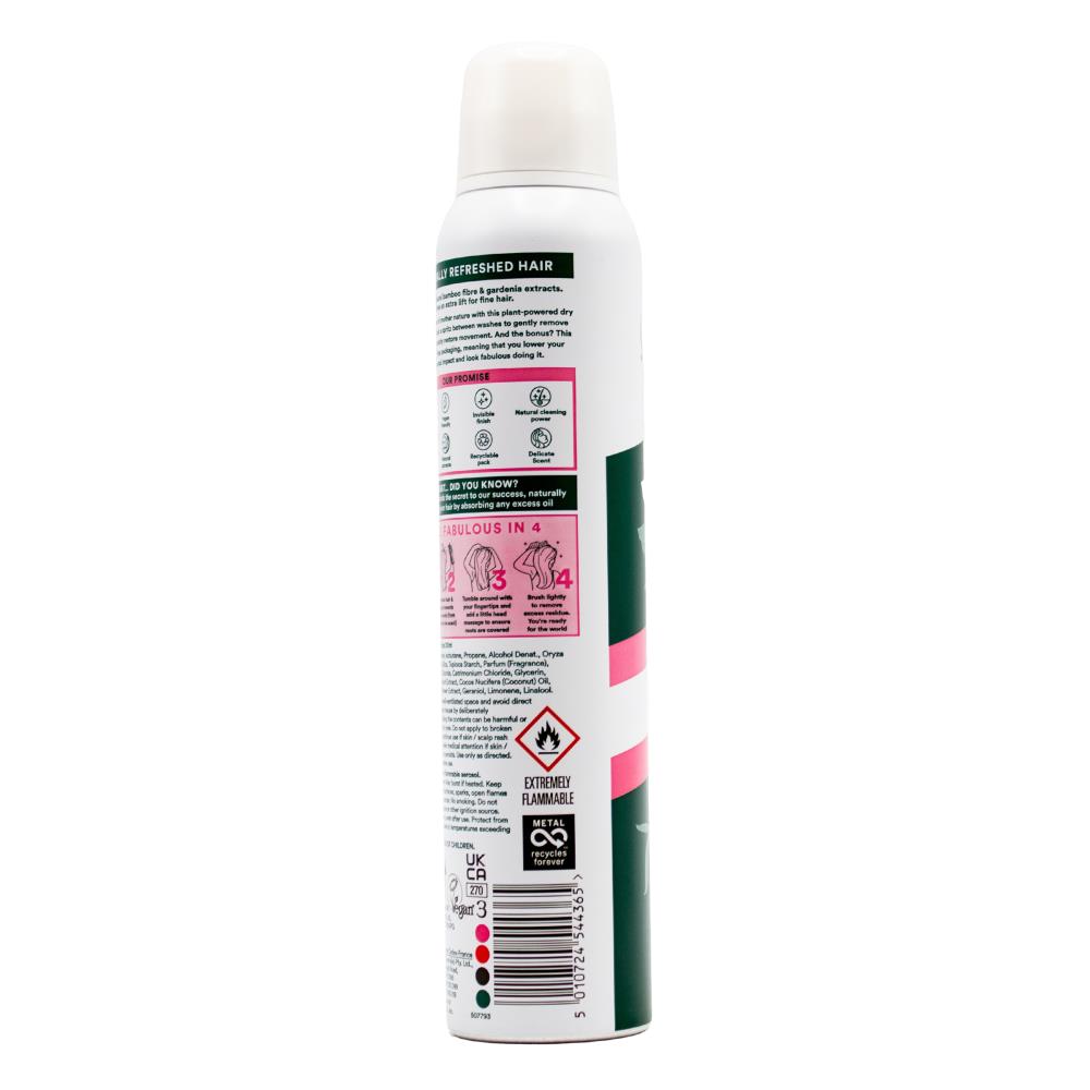 Batiste 200ml / 120g Dry Shampoo 100% Natural Extract Bamboo Fibre And Gardenia (6x Pack)