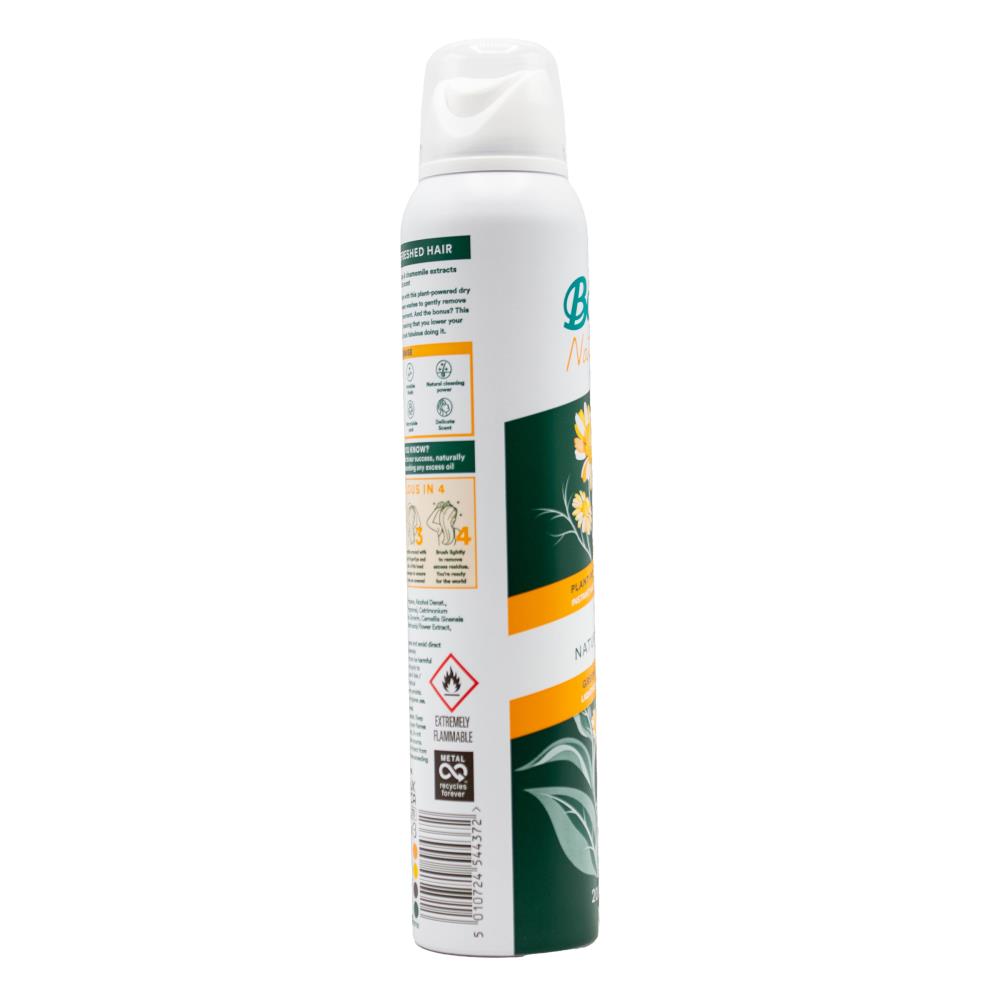 Batiste 200ml / 120g Dry Shampoo 100% Natural Extract Green Tea And Chamomile (6x Pack)