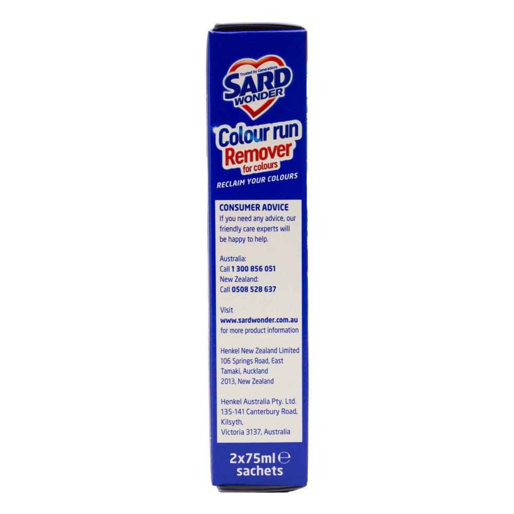 SARD WONDER PK2 X 75ml COLOUR RUN REMOVER FOR COLOURS (6x Pack)