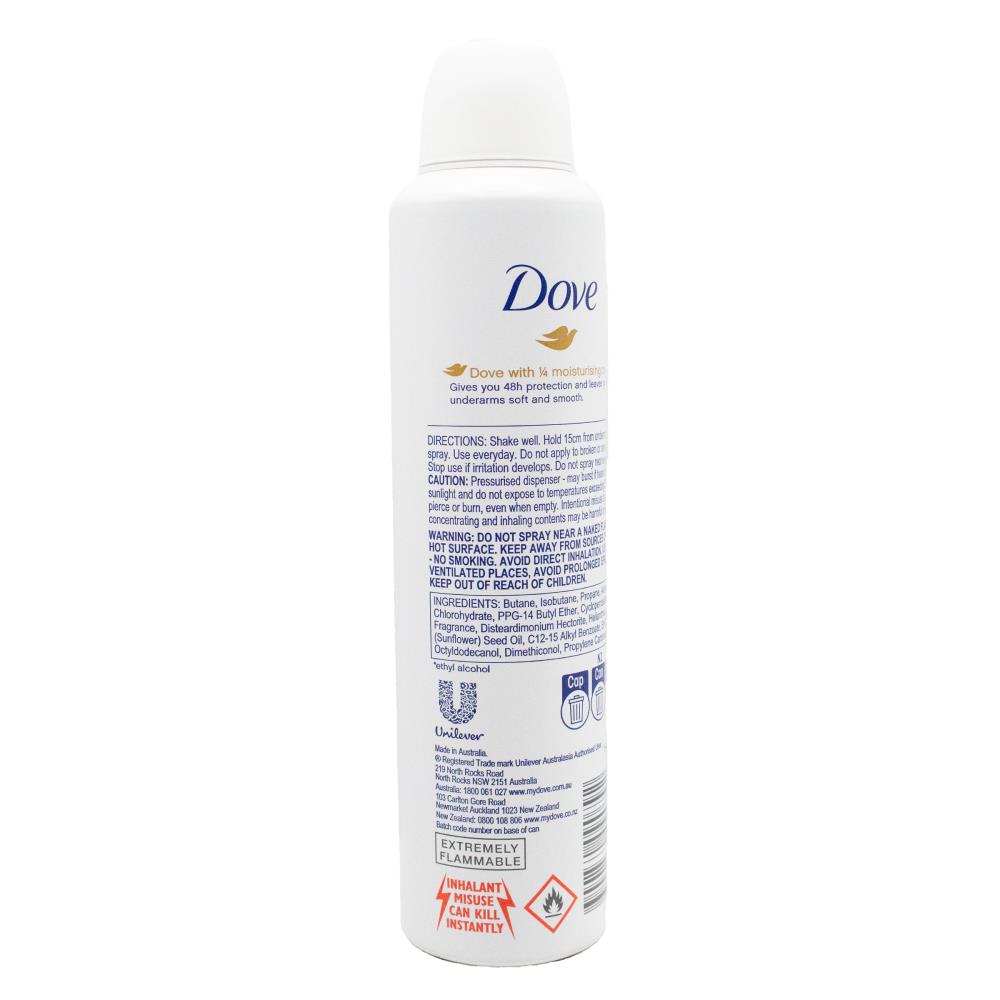 DOVE 145g / 250mL ANTIPERSPIRANT 1/4 MOISTURISING CREAM FLORAL SCENT (6x Pack)