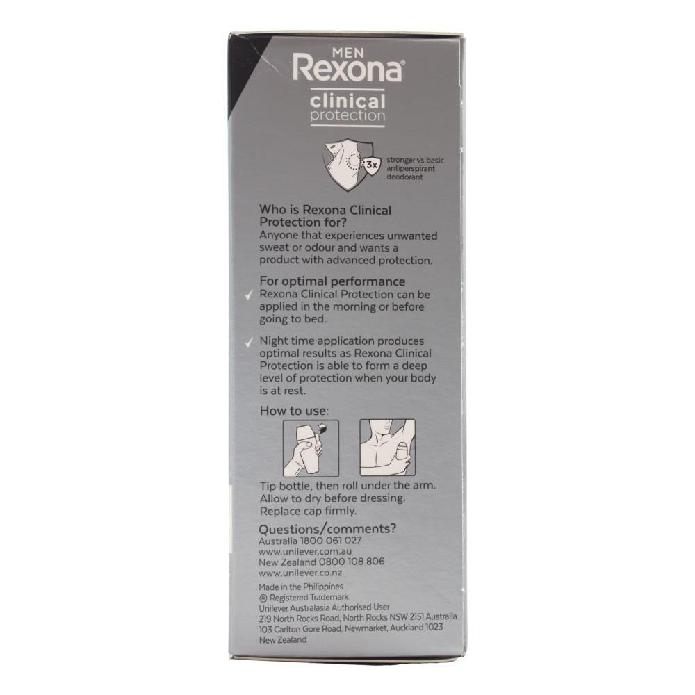 REXONA MEN 50mL ROLL ON ANTIPERSPIRANT DEODORANT CLINICAL PROTECT CLEAN SCENT (6x Pack)