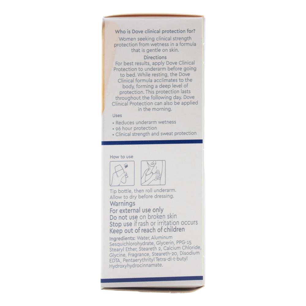 DOVE 50ml CLINICAL PROTECT ORIGINAL CLEAN ROLL ON DEODORANT (6 x Pack)