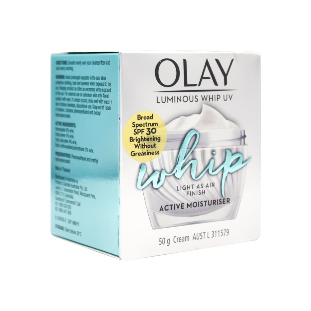 OLAY LUMINOUS WHIP UV ACTIVE MOISTURISER LIGHT AS AIR FINISH 50g (2xPack)