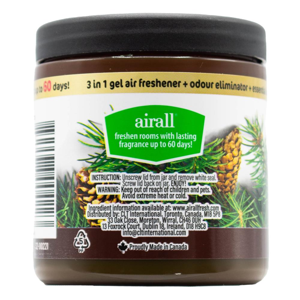 Airall Air Freshener Solid 3 In 1 Odour Eliminator Infused With Essential Oils Evergreen 226g (12 Pack)