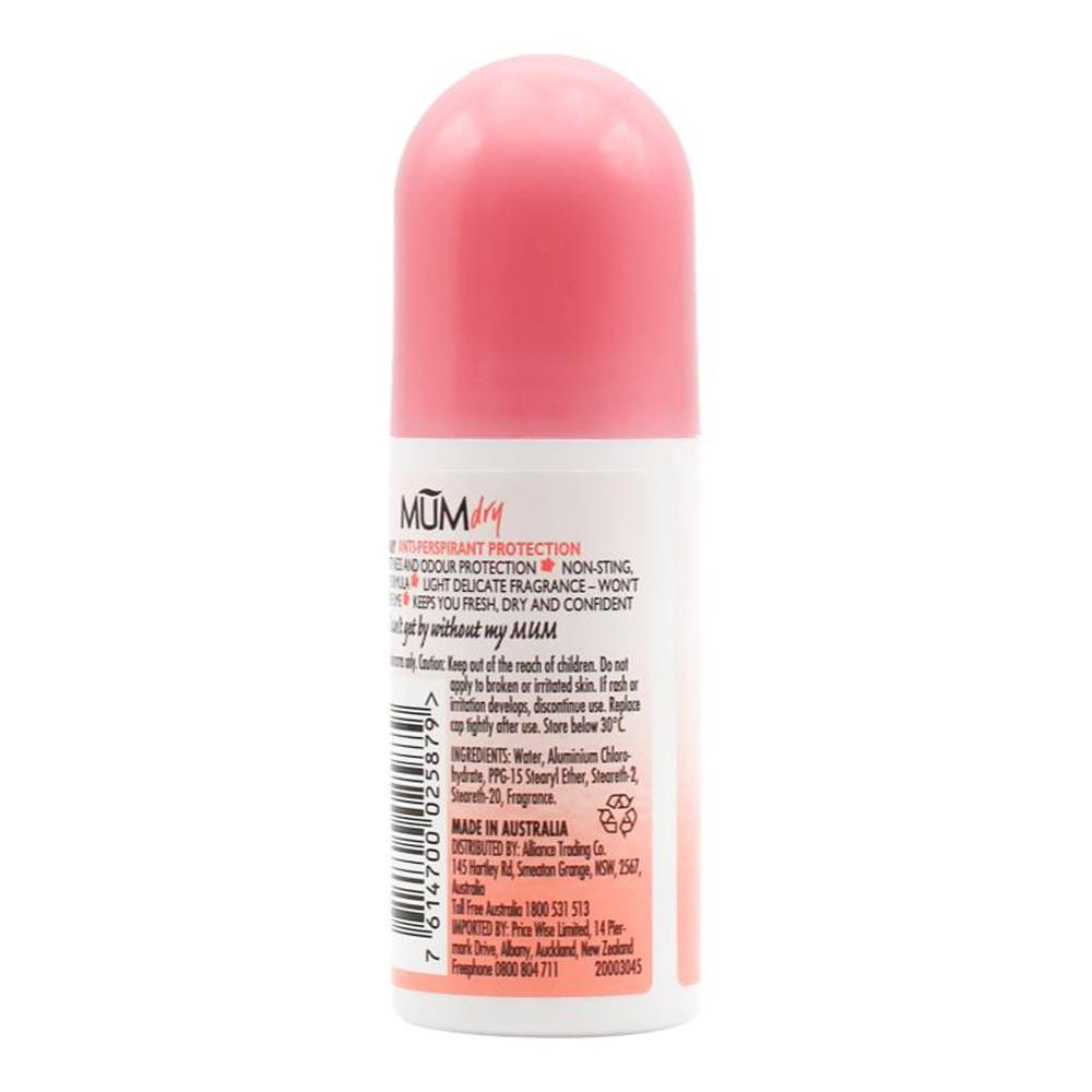 MUM 50ml COOL PINK ROLL ON ANTI-PERSPIRANT DEODORANT (6x Pack)
