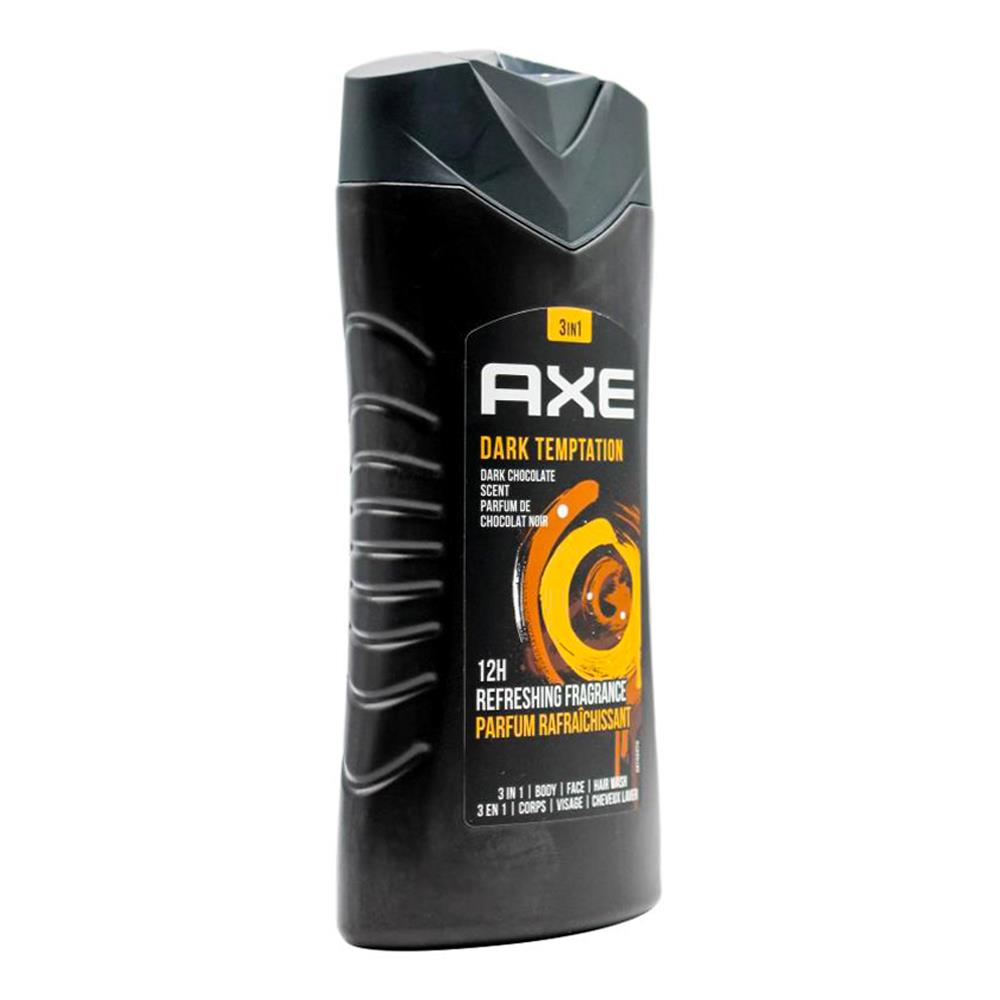 Axe 250ml 3 In 1 Body + Face + Hair Wash Dark Temptation Dark Chocolate (6x Pack)
