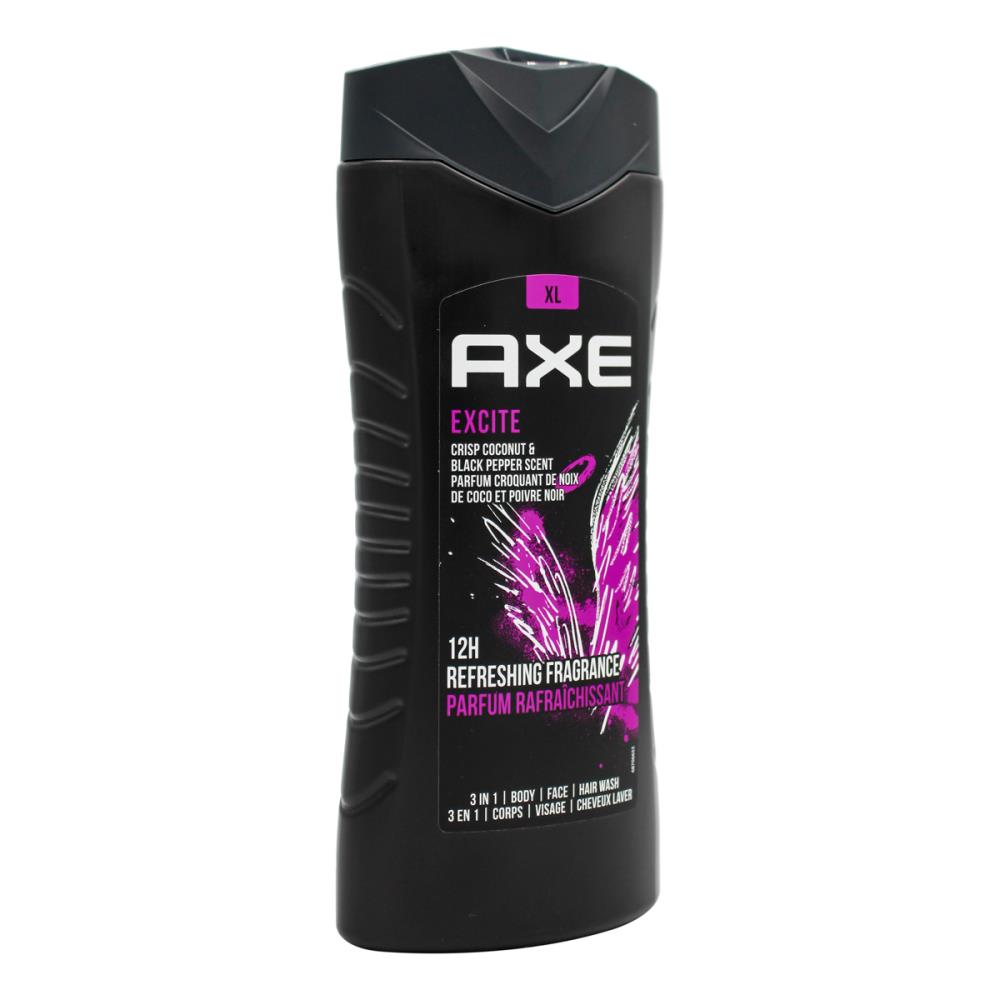 Axe 400ml 3 In 1 Body + Face + Hair Wash Excite ( 6x Pack)