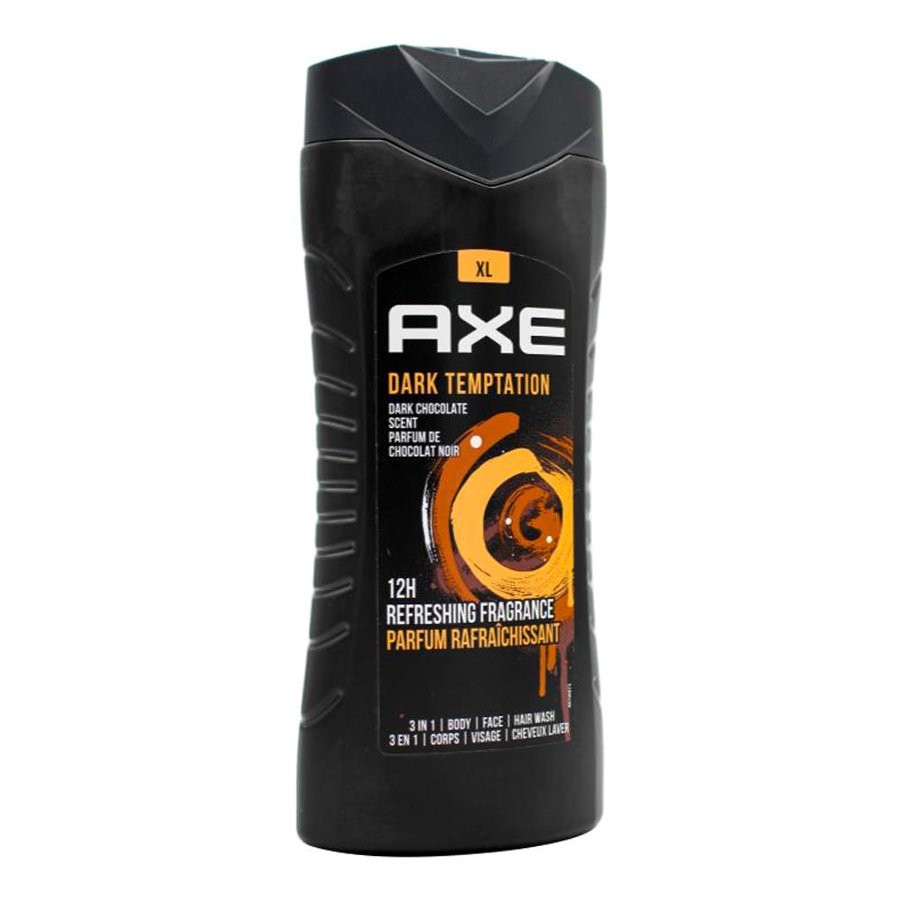 Axe 400ml 3 In 1 Body + Face+ Hair Wash Dark Temptations Dark Chocolate Scent (6x Pack)