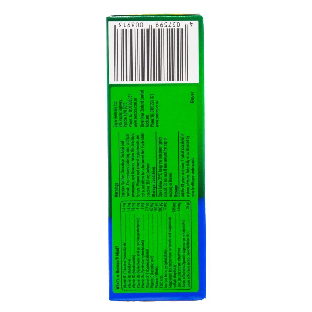 BEROCCA PK20 EFFERVESCENT TABLETS MIND CITRUS FLAVOUR (6x Pack)
