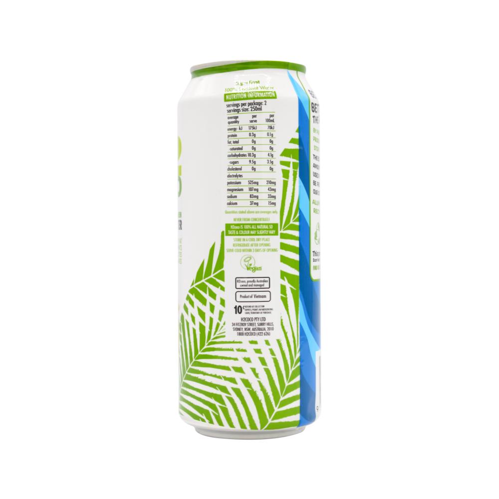 H2 Coco Pure Coconut Water 500ml Can (12x Pack)