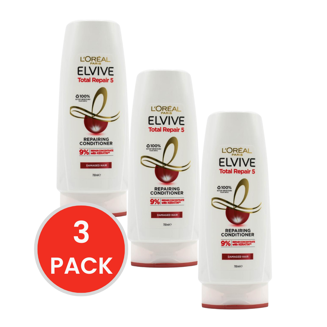 L'Oreal 700mL Conditioner Repairing Total Repair 5 Damaged Hair (3x Pack)