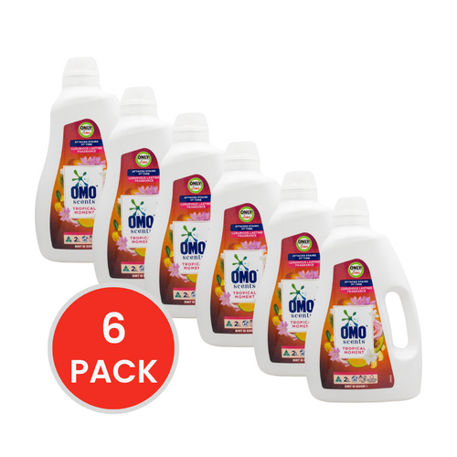 OMO 2l LAUNDRY LIQUID SCENTS ALL MACHINE TYPES TROPICAL MOMENTS (6x Pack)
