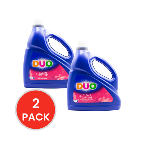 DUO 4L LAUNDRY LIQUID FRONT & TOP LOADER 2X CONCENTRATE CLEANS + SOFTENER (2x Pack)