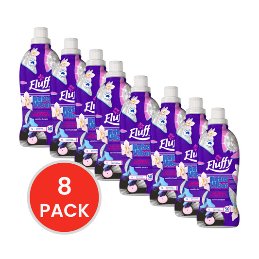 Fluffy Fabric Conditioner Retro Vibes Vanilla Beats 1L (8 Pack)