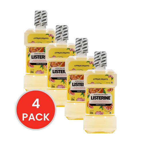 LISTERINE 500mL MOUTHWASH CITRUS FRUIT ZERO ALCOHOL (4x Pack)