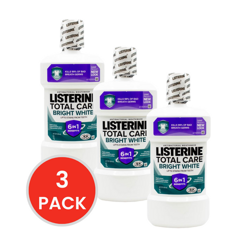 LISTERINE 1L MOUTHWASH TOTAL CARE BRIGHT WHITE 6 IN 1 BENEFITS (3x Pack)