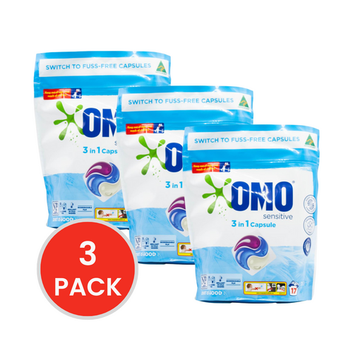 OMO PK17 x 357g 3 IN 1 CAPSULES SENSITIVE 3 PACK (51 VALUE PACK)