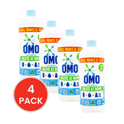 OMO 665mL LAUNDRY LIQUID REFILL MAKES 2L ALL MACHINE TYPES SENSITIVE (4x Pack)