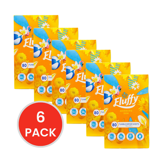 Fluffy Tumble Dryer Sheets Morning Sun PK80 (6 Pack)