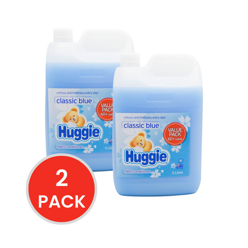 HUGGIE 5l FABRIC CONDITIONER VALUE PACK 60+ LOADS CLASSIC BLUE (2x Pack)