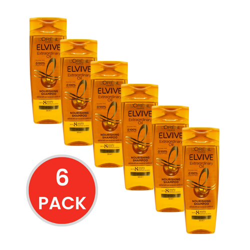 LOREAL SHAMPOO NOURISHING EXTRAORDINARY OIL ENRICHED WITH MARULA AND CAMELLIA OILS DRY HAIR 300ml (6x Pack)
