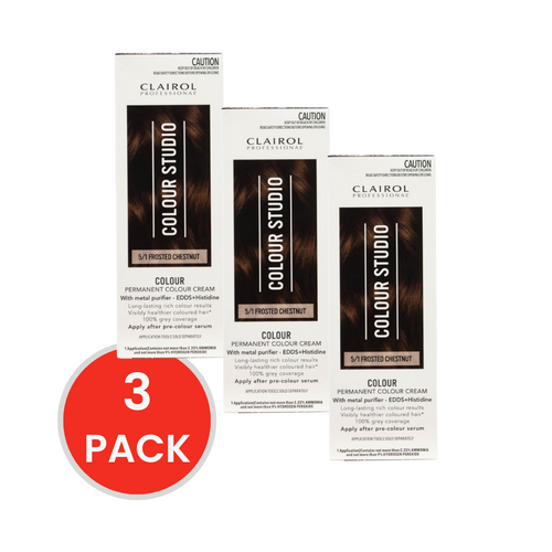 Clairol Professional Permanent Hair Cream Colour Studio 5/1 Frosted Chestnut (3x Pack)