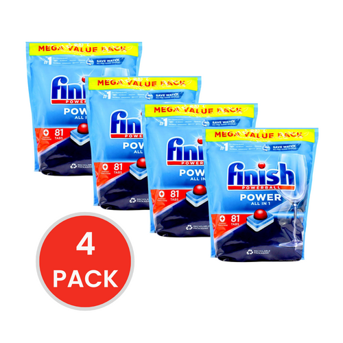 Finish Powerball Dishwashing Tablets Power All in 1 Mega Value Pack 4 X 81pk (324 Tablets)