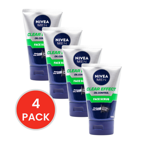 Nivea Men Face Scrub Clear Effect Oil Control 100mL (4 Pack)