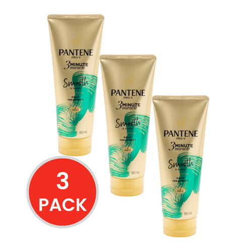 PANTENE 180ml DAILY TREATMENT 3 MINUTE MIRACLE SMOOTH AND SLEEK (3X Pack)