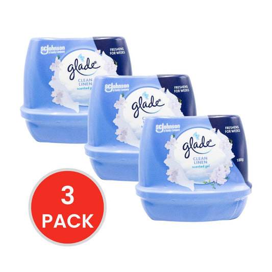 GLADE 180g AIR FRESHENER SCENTED GEL CLEAN LINEN ( 3 x Pack)