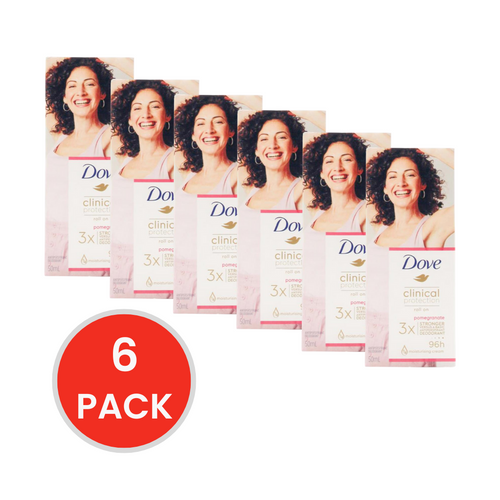 DOVE 50ml ROLL ON DEODORANT CLINICAL PROTECTION POMEGRANATE (6 x Pack)