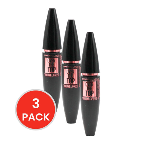 MAYBELLINE 8.7ml MASCARA OVER THE TOP BLACK (3x Pack)