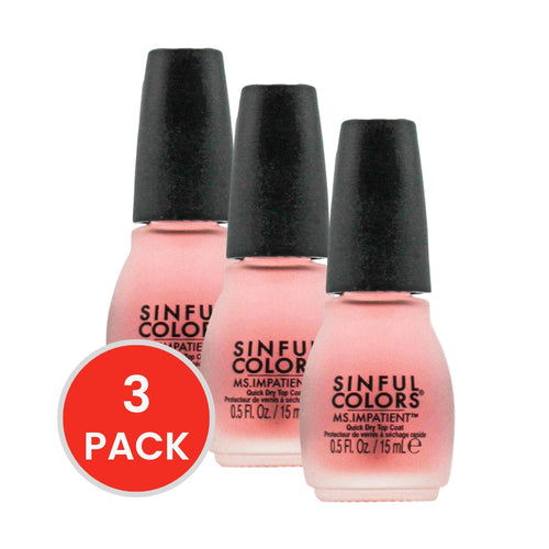 SINFUL COLORS 15ml NAIL POLISH QUICK DRY MS IMPATIENT 1706 (3x Pack)