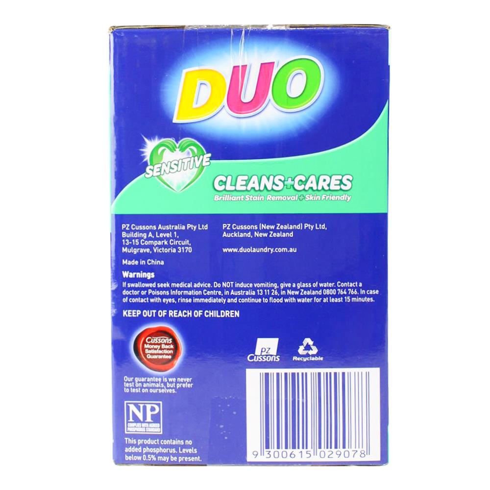 DUO 5KG FRAGRANCE FREE SENSITIVE CLEANS + CARES
