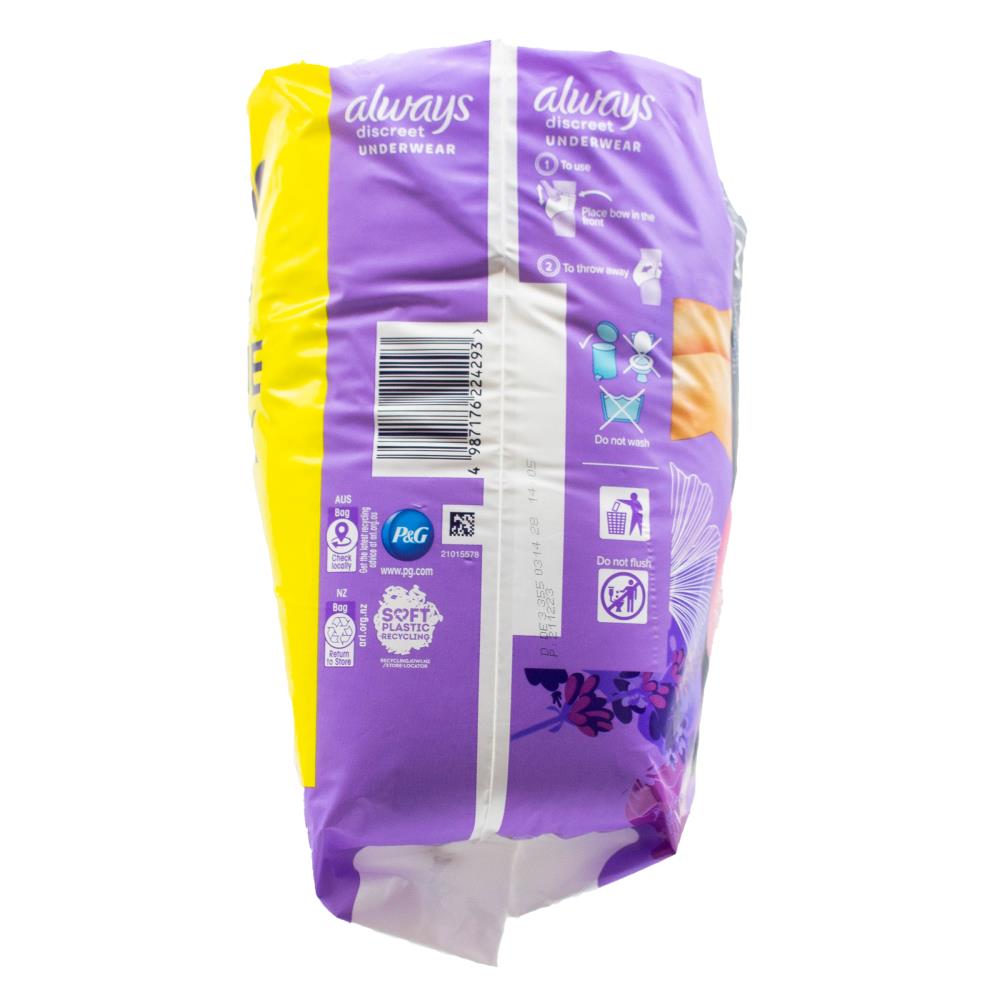 Always Pants Discreet Night for Sensitive Bladder Super Plus M 10-16 70-100cm 2 X 18pk (Value Pack 36)