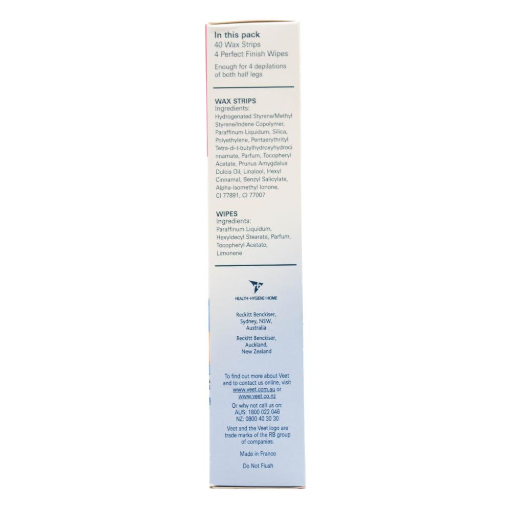 VEET PK40 LEGS WAX STRIPS EASY-GEL SENSITIVE SKIN (4x Pack)