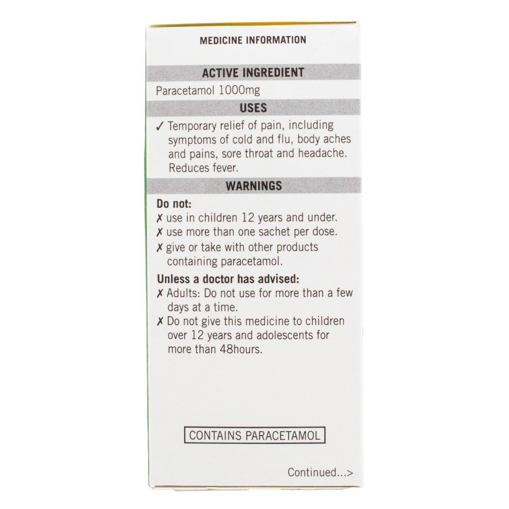 LEMSIP PK10 HOT DRINK MAX COLD AND FLU LEMON 1000mG PARACETAMOL (6x Pack)