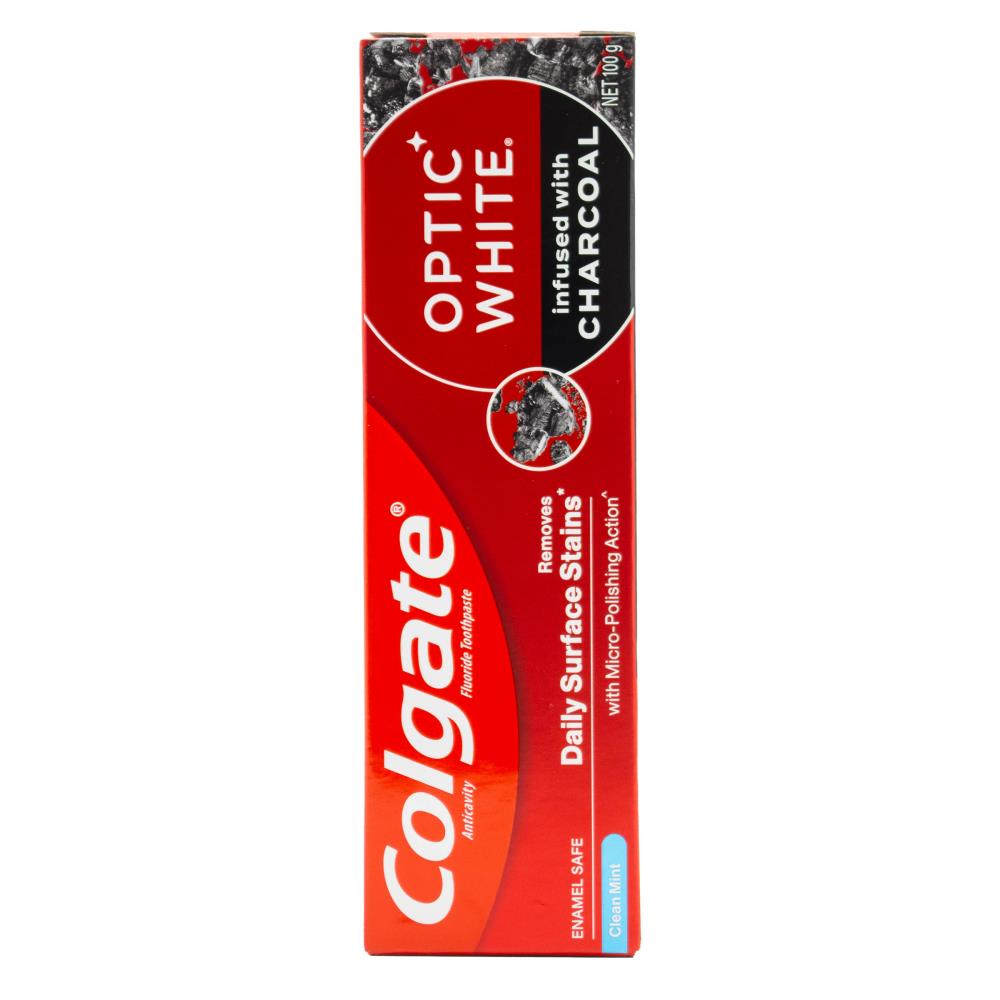 Colgate 100g Toothpaste Optic White Infused With Charcoal Clean Mint (12x Pack)