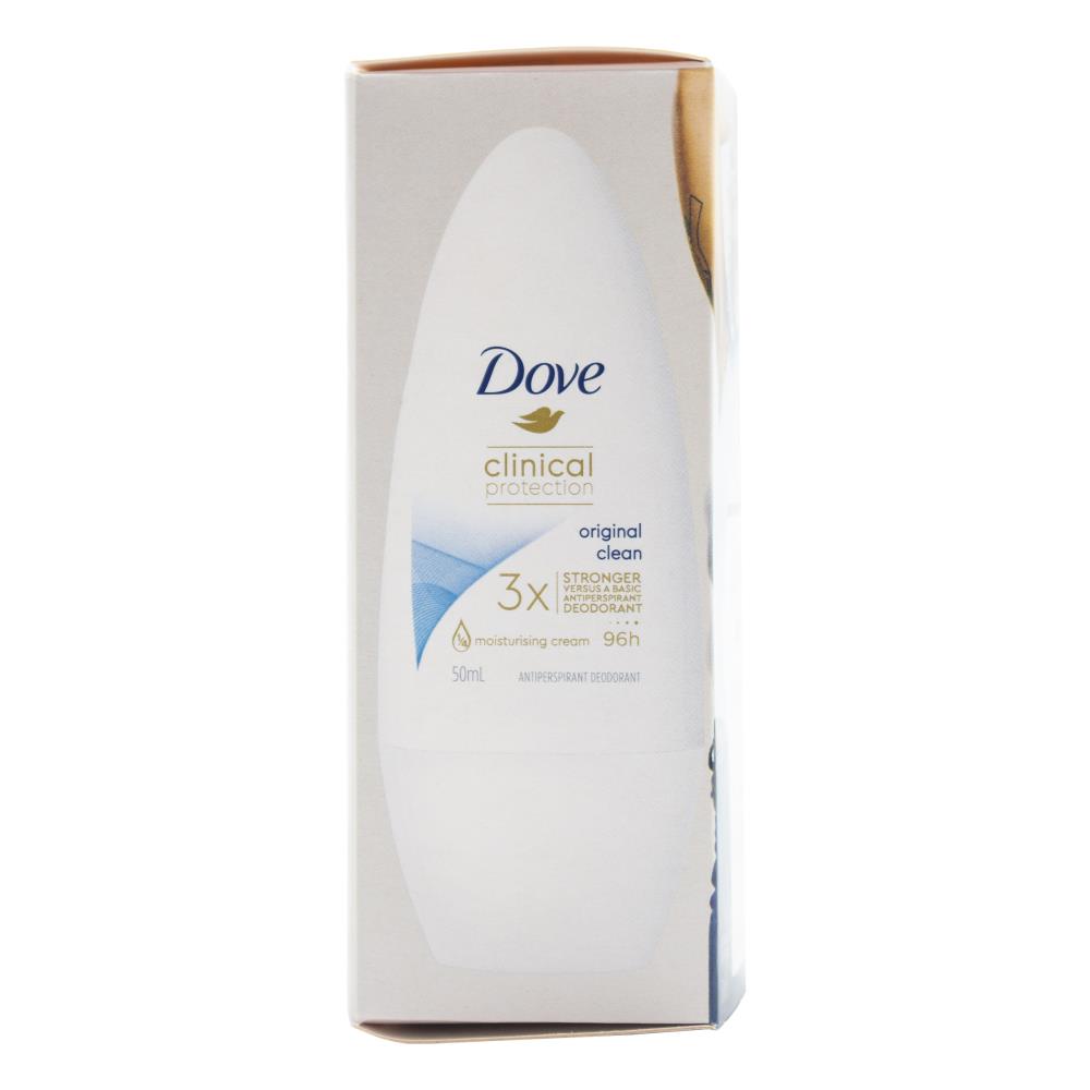 DOVE 50ml CLINICAL PROTECT ORIGINAL CLEAN ROLL ON DEODORANT (6 x Pack)